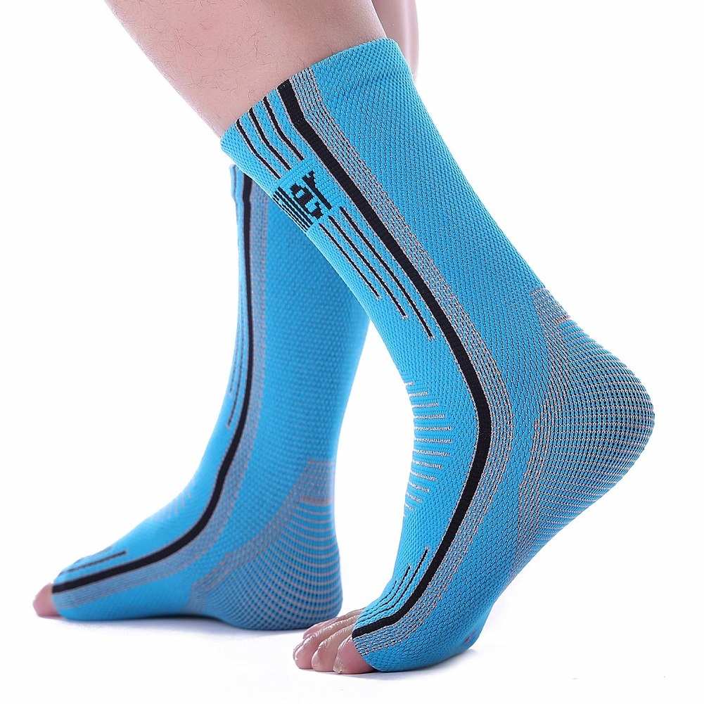 Doc Miller Ankle Brace Compression - Support Sleeve 1 Pair (Solid Blue, L)