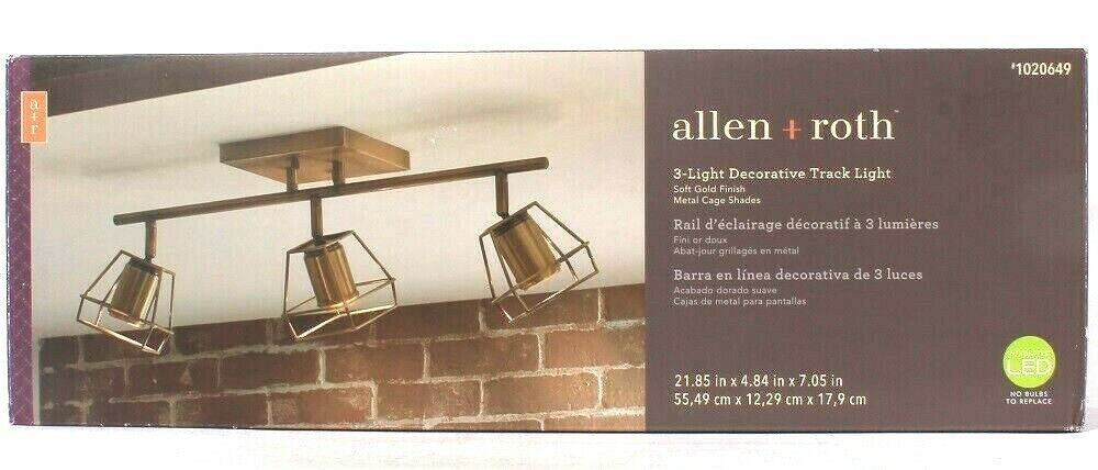 Allen & Roth 1020649 Three LED Light Decorative Track Light Soft Gold Finish - $74.99