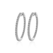 3.25 Carat Eternity Inside Out Diamond Hoop Earrings 14K White Gold - $2,295.81