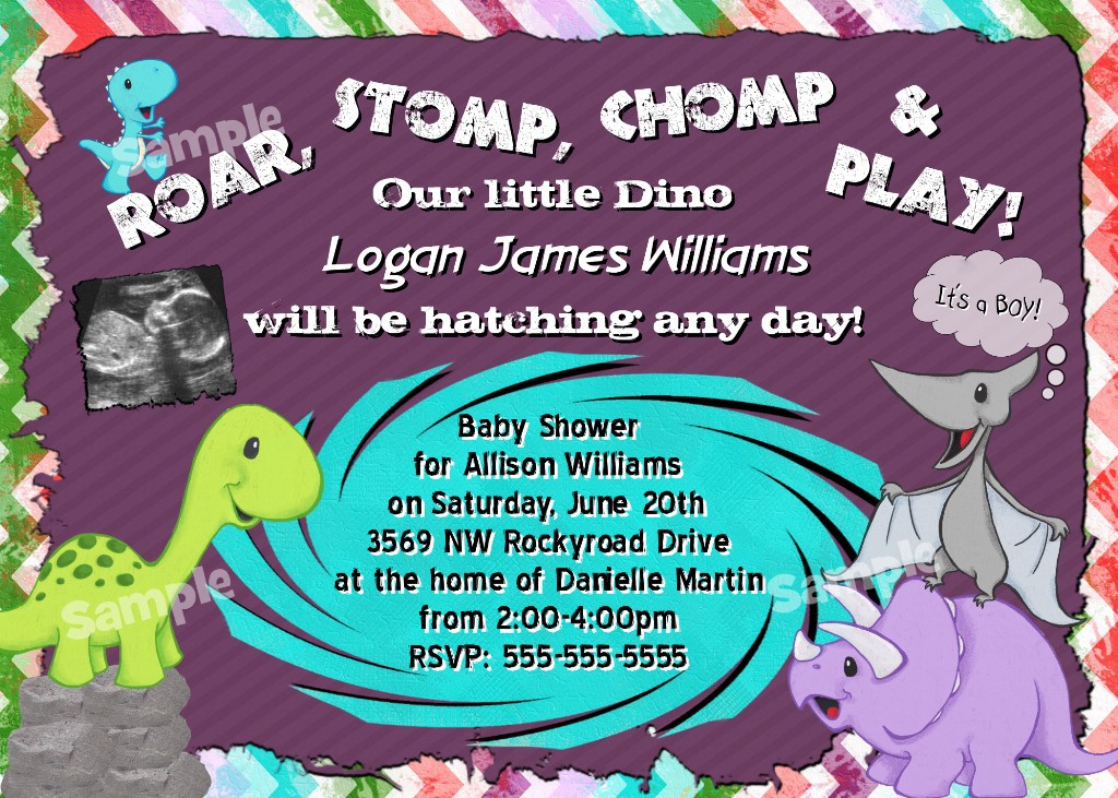 DINOSAUR Baby Shower Invitation Theme Prehistoric Printable Invite DINO