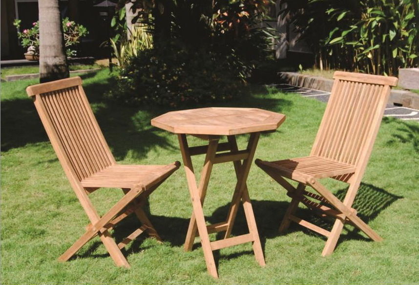Teak Folding Patio Set Tiki Bistro 3 Pc Deck And 14 Similar Items Teak Folding Patio Set Tiki Bistro 3 Pc