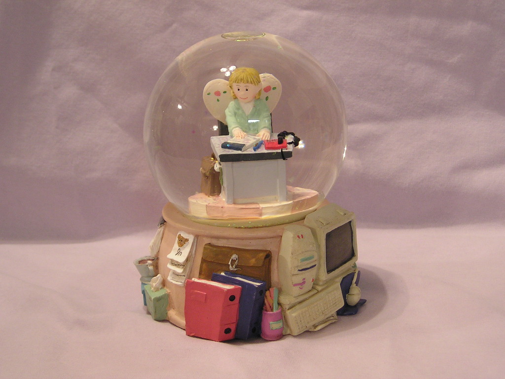 Angel Student Snow Globe Music Box 1970Now