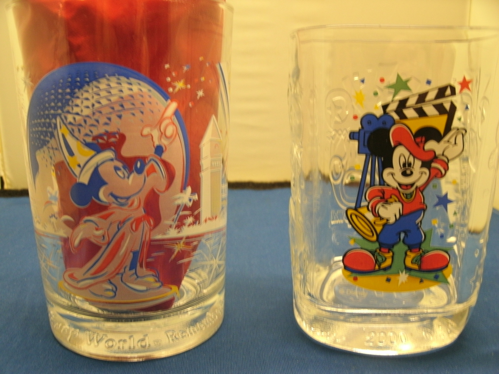 Mickey Mouse Walt Disney World 25th Anniversary & 2000 Drinking Glasses