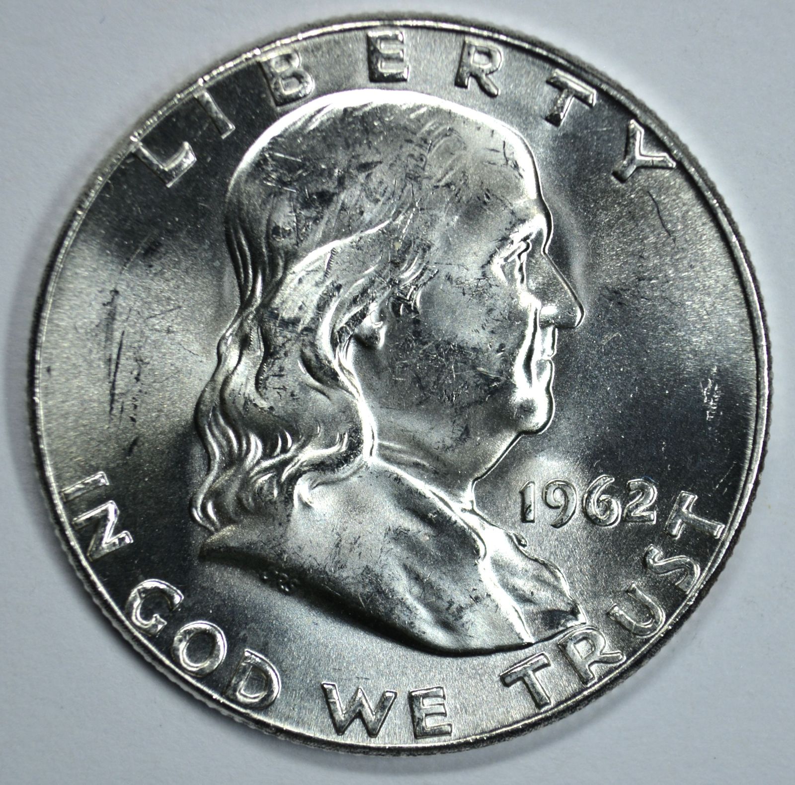 1962 P Franklin uncirculated silver half dollar BU - $23.00