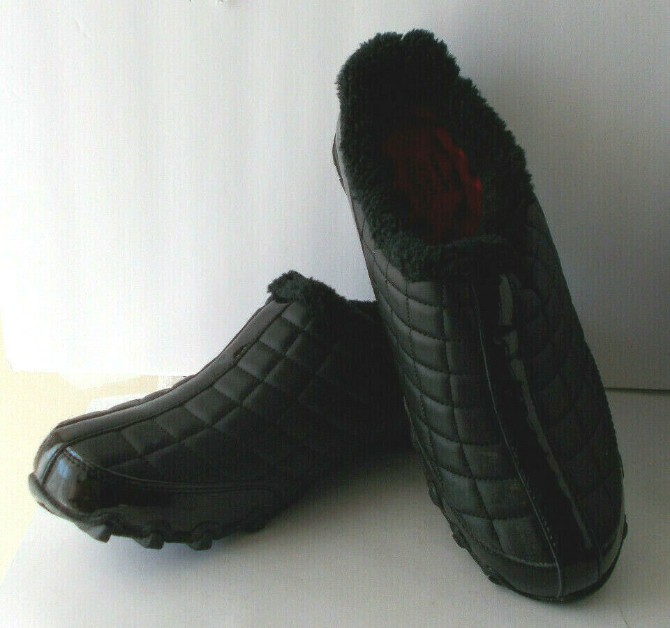 Avon Cushion Walk Shoes Black Quilted Slides SlipOn Faux