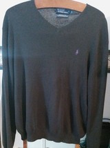 Polo Ralph Lauren Sweater Adult XL Black Pullover V Neck Purple Horse Mens - $18.69