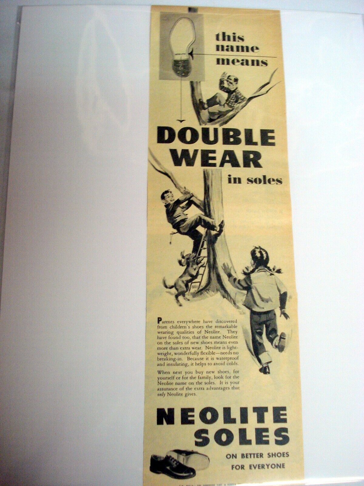 1953 Neolite Soles Ad On This Name Means Double Wear In Soles - 1950-1979