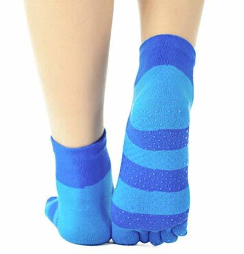 PANDA SUPERSTORE Womens [Blue Stripes] Yoga Socks Five Toes Socks Five Fingers S