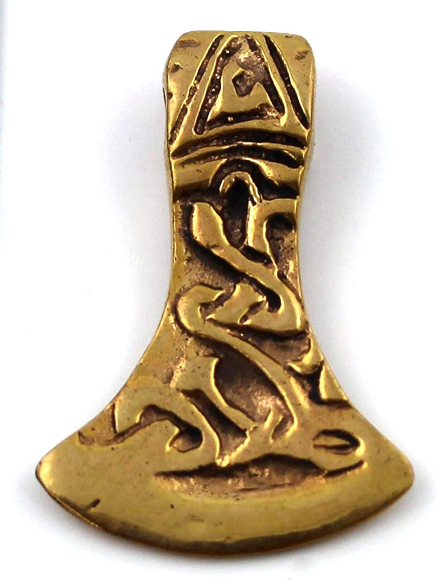 LynnAround Bronze Engraved Viking Celtic Knot Axe Head Thors Hammer