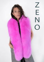 Arctic Fox Fur Stole 70' Candy Pink Fur Boa Collar Saga Furs Big Fur Collar image 4