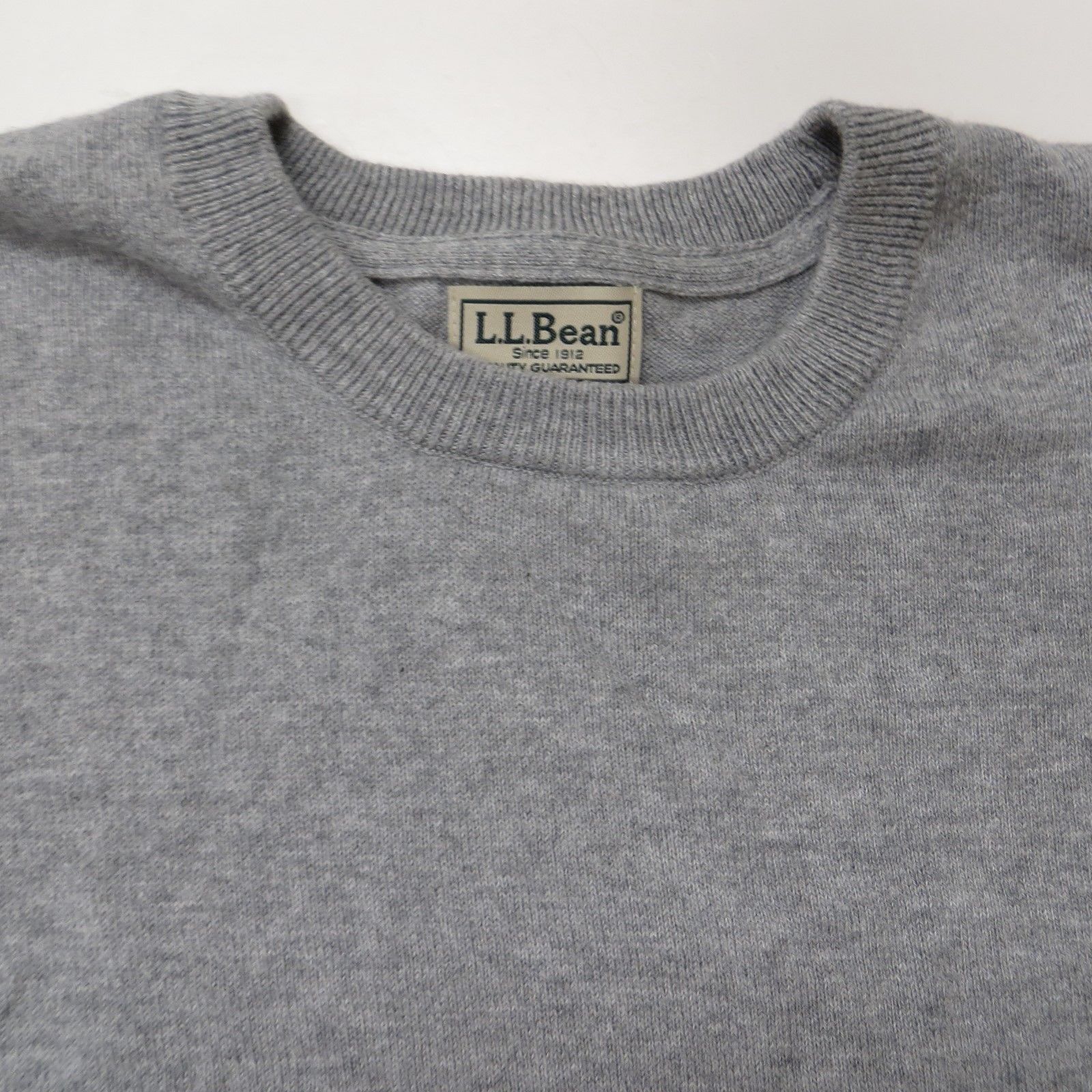 LL Bean Gray Sweater Mens Crew Neck XL Cotton Cashmere Blend - Sweaters