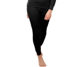 Women's Cotton Waffle Knit Thermal Athletic Black Stretch Pants - S image 2