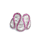 PINK SAPPHIRES and Channels of CZs RING set in STERLING Silver - Size 5.75 - $235.00