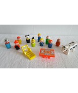 13 Pieces Vintage Fisher Price Little People Lot wood heads, bodies meta... - $29.99