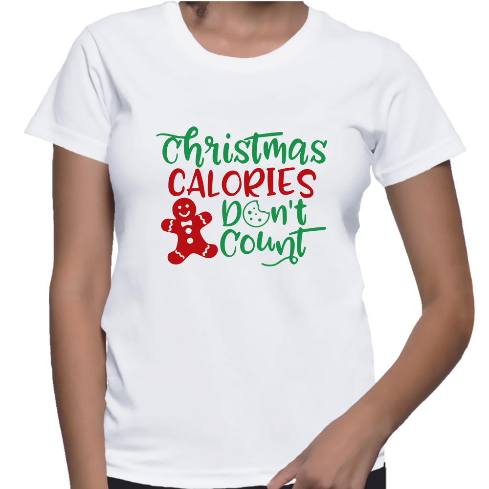 Christmas Calories Don't Count Funny Xmas Ladies Adult T-shirt