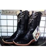 Anderson Bean Black Square Toe Full Quill Leather Ostrich Cowboy Boots 9 D - $595.00