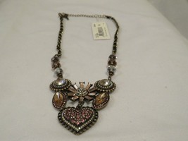 Betsy Johnson Crystal Rose Heart with 6 Piece Cluster Pendant Necklace - New - $36.63