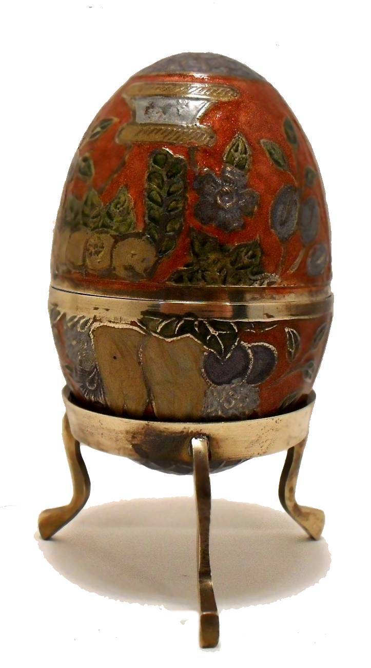 Egg Vintage Clossinea Brass W Stand Collectible Cloisonne