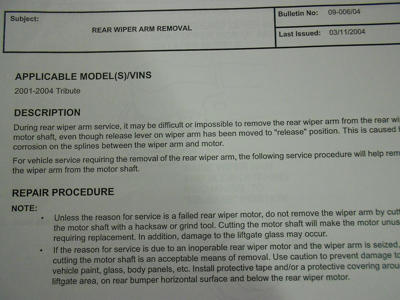 2004 Mazda Tribute Service Manual - Ultimate Mazda