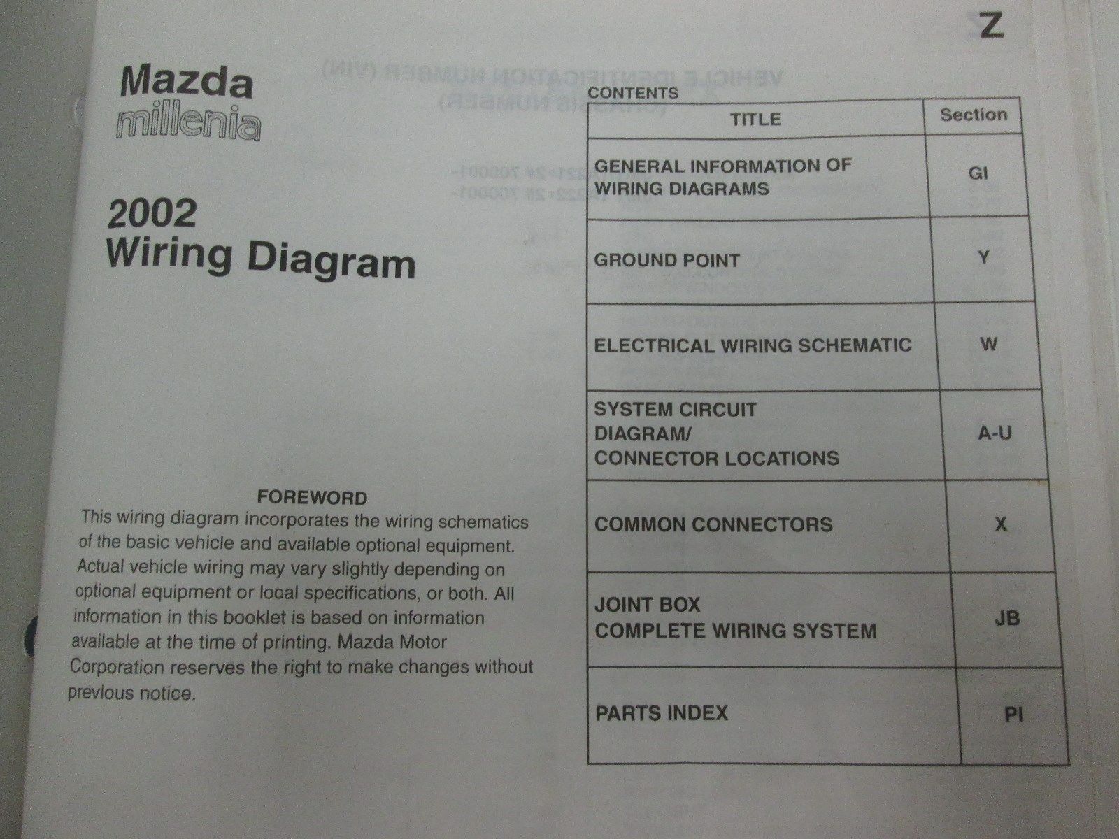 2002 Mazda Millenia Wiring Diagram / 2000 Mazda Millenia Wiring Diagram