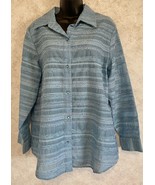 Coldwater Creek Blue Ladies&#39; Blouse Horizontal Embroidered Stripes Size ... - $21.66