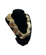 Gold Tone Necklace Chunky Bold Abstract 18&quot; Bean Shaped Links - $24.75