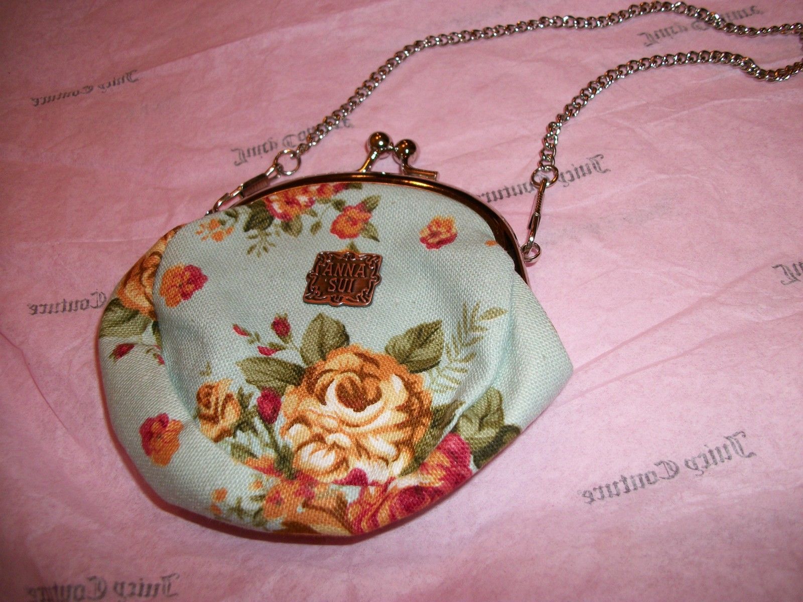 ANNA SUI Coin Purse Change bag FLORAL print cosmetic shoulder bag Tote