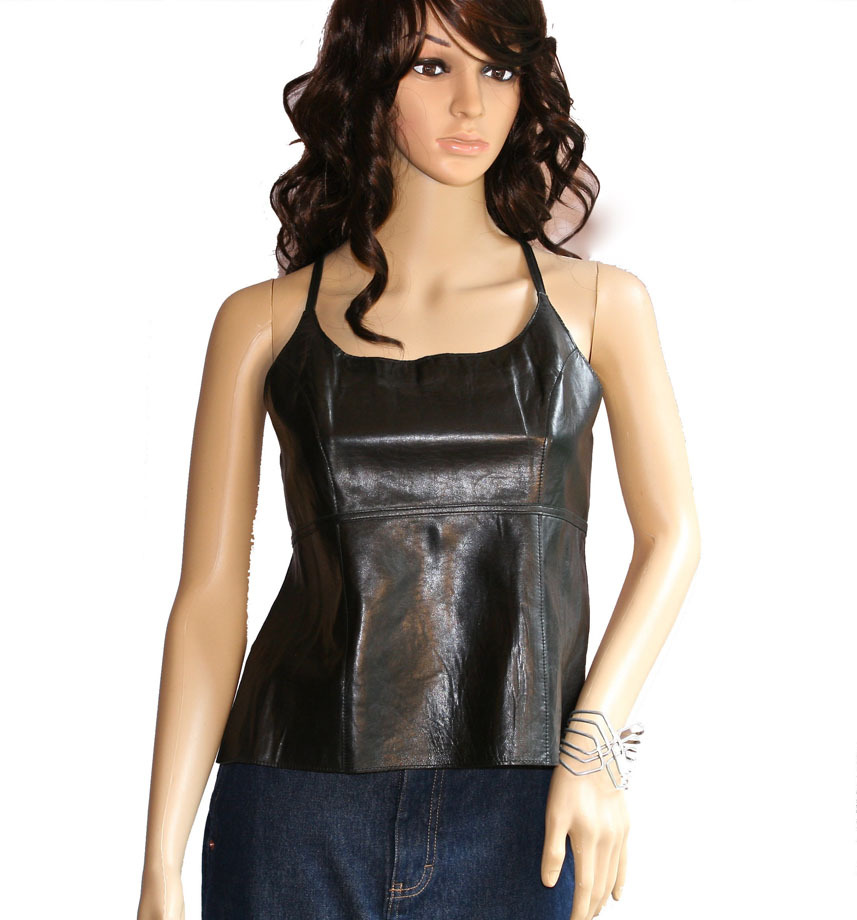 SOLD!! Bebe Black Leather Halter Top Tops & Blouses