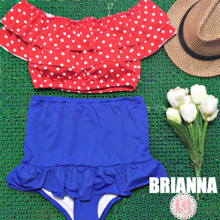 Brianna - Retro Vintage PinUp CropTop Peplum High Waist Bikini Swimwear ...