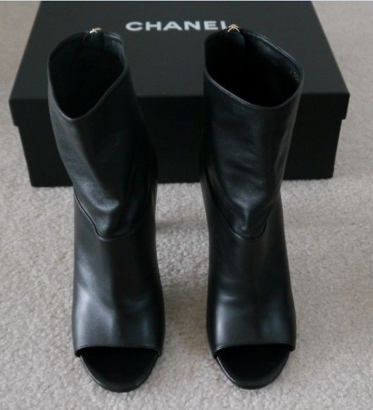 chanel open toe booties