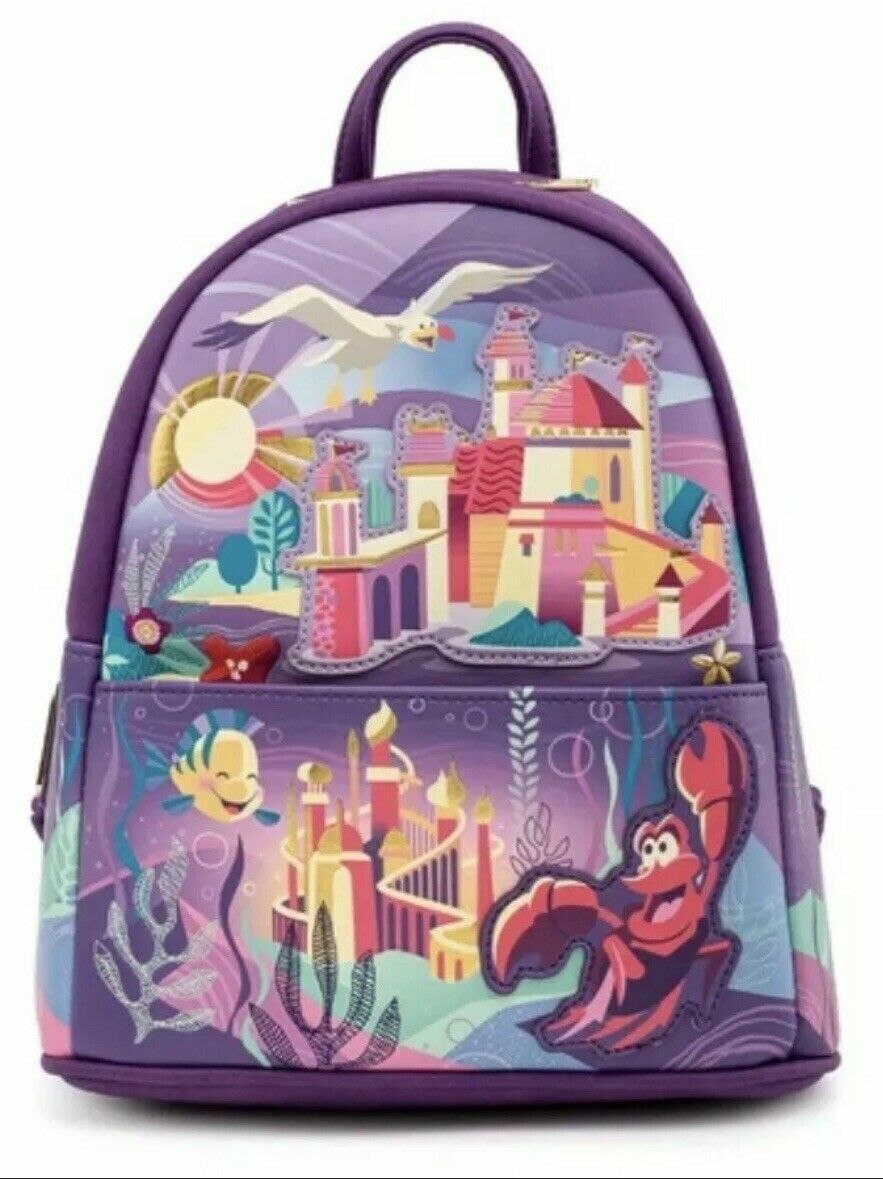 Loungefly Disney The Little Mermaid ARIEL Flounder and Sebastain Mini