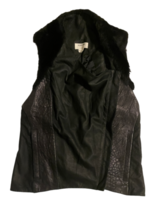 Black Helmut Lang Lambskin Leather Motorcycle Biker Vest Faux Fur Collar Women image 8