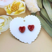 HEART STUD EARRINGS, Novelty Small Best Gifts For Her, Valentines Day Gift - $30.00