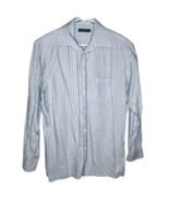 Ermenegildo Zegna Men&#39;s Sz L Button Down Shirt Light Blue Vertical Strip... - $43.82