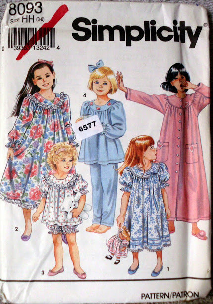 Primary image for Simplicity 8093 Sizes 3-6 Girls PJs Pajamas Top Bottoms Short or Long Original