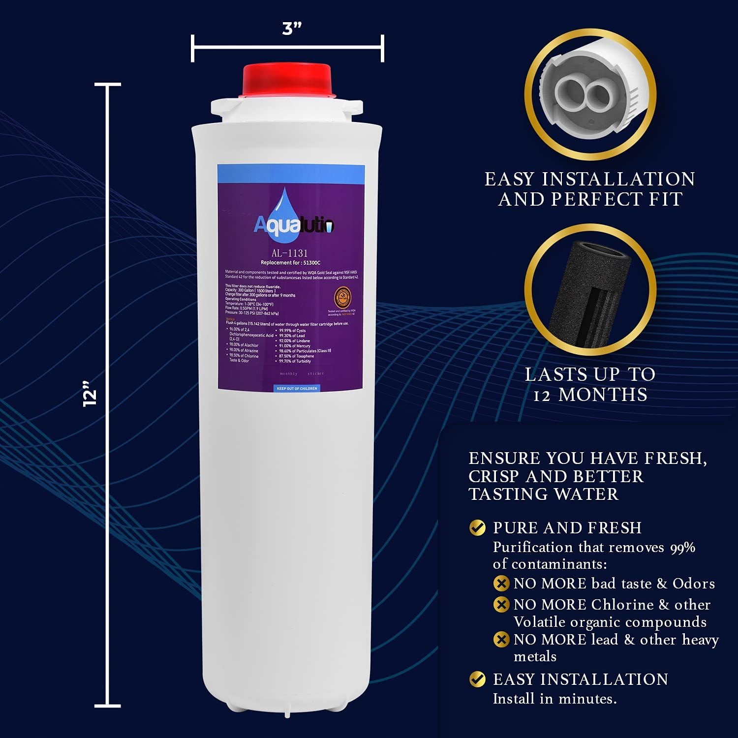 Water Filter Elkay EZH2O, 51300C Replacement Filter for Bottle Filling