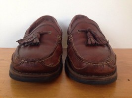 Johnston Murphy Brown Leather Moc Toe Tassle Casual Boat Shoes Loafers 8.5W 42 - $33.99