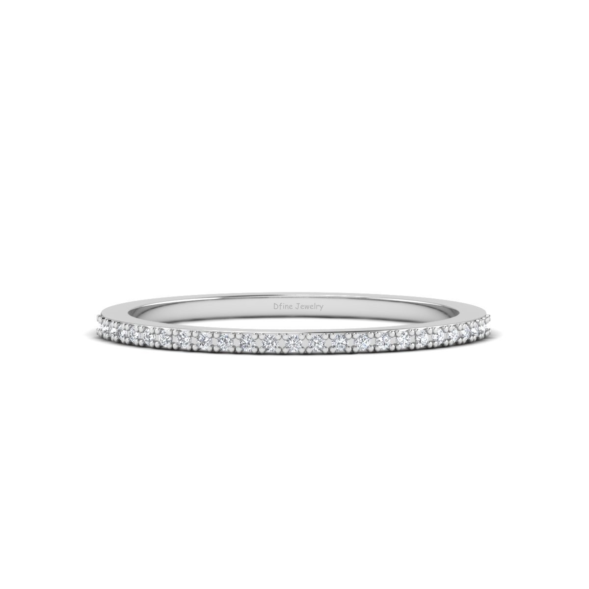 Solid 10k White Gold Stackable Ring 0.20tcw Diamond Wedding Band Eternity Ring