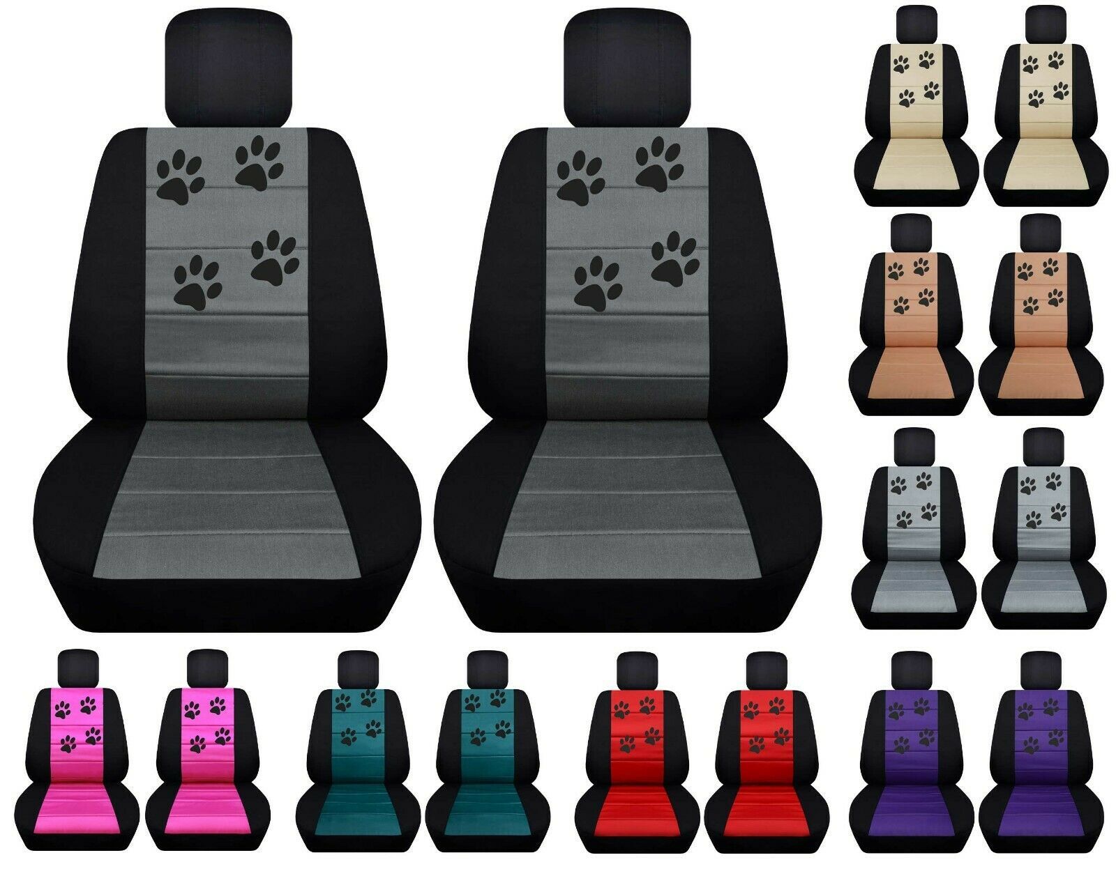 Front set car Seat covers Fits Ford F150 truck 2009 to 2021  Paw Prints design