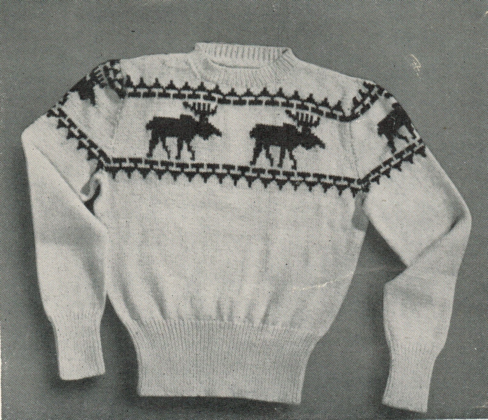 Vtg 40's Regent Hand Knit Maple Leaf Diamond  Argyle Socks Moose Sweater Pattern - $12.99