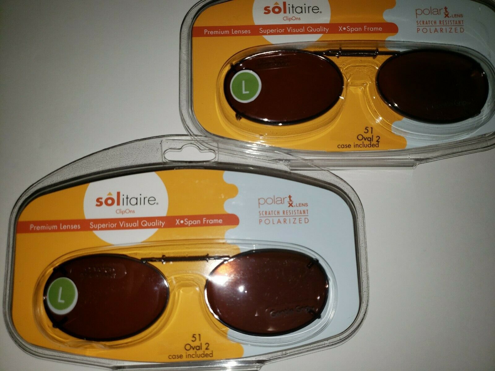 2 Dioptics clip-on polarized driving sunglasses 51 oval 51x33mm w hard cases