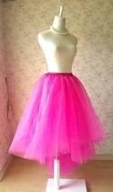 FUCHSIA PINK Irregular Fluffy Petticoat Tulle Skirt Adult Tutu Prom Skirt image 3