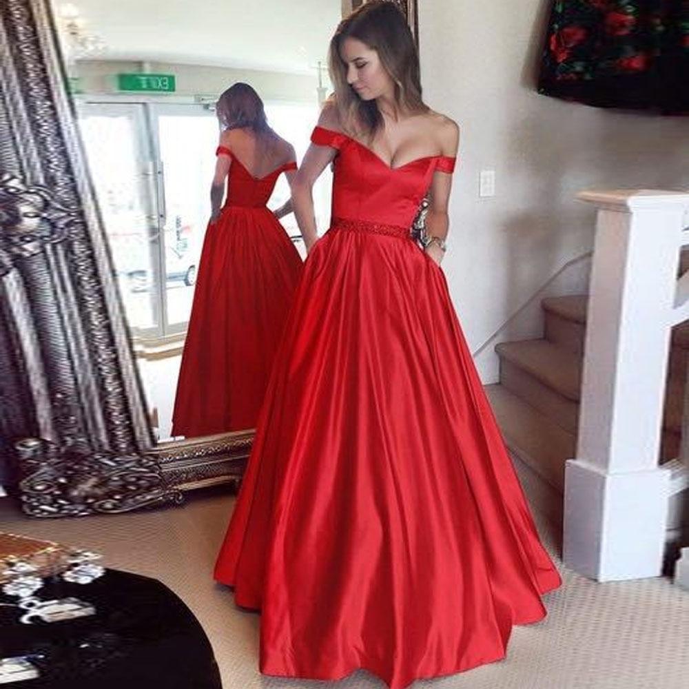 Elegant Red Black Off the Shoulder Evening Big Size Maxi Dresses 2019 ...
