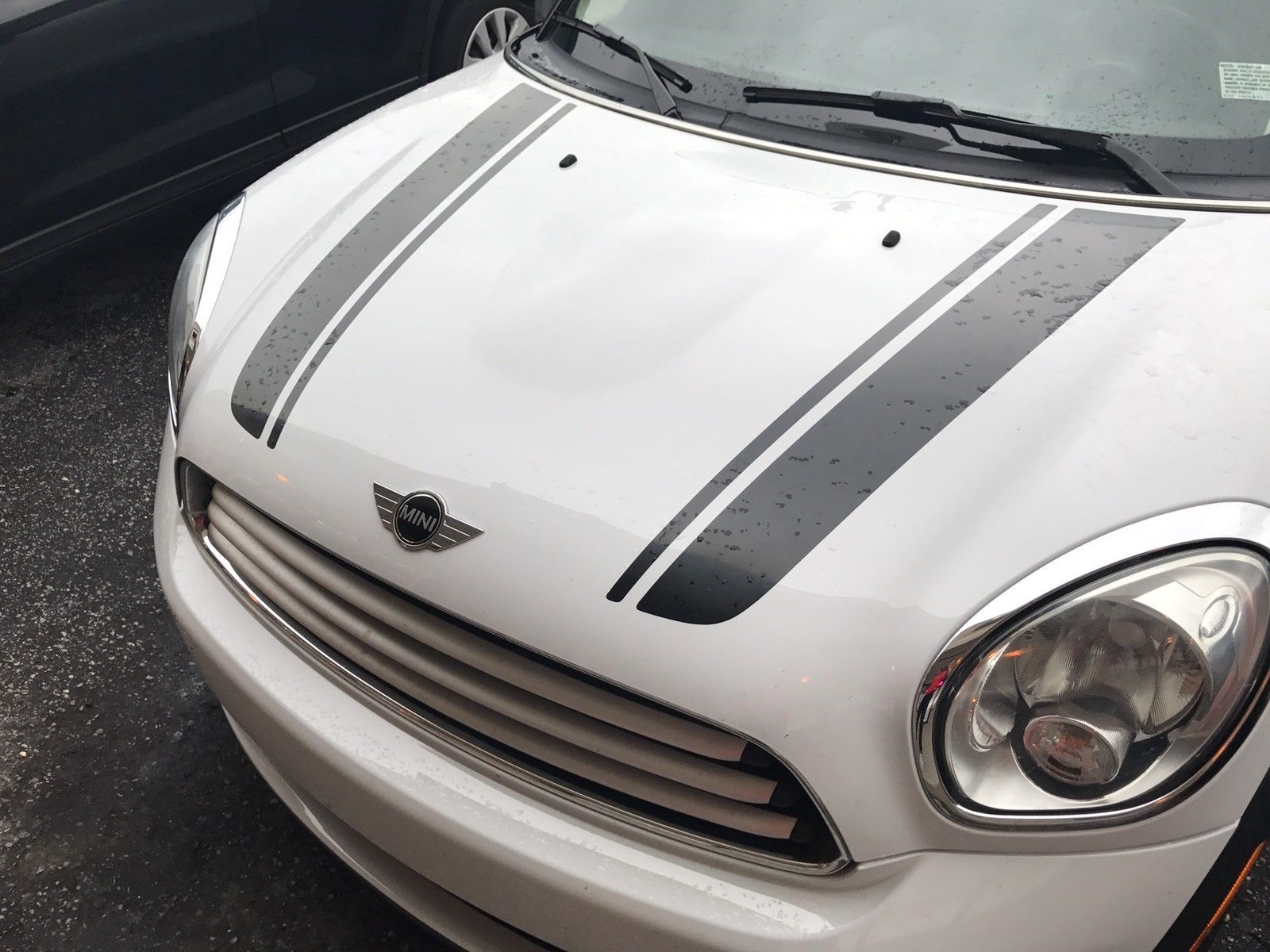 Image of 2 car hood Black decals sport stripes mini cooper graphics Vinyl Sticker Racing