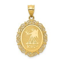 14K Yellow Gold Virgo Zodiac Oval Pendant - $219.99
