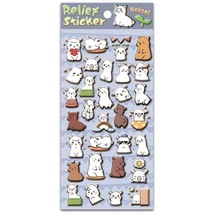✰ CUTE DANCHU DOLL STICKERS Button Eye Animal Craft Scrapbook Raised Sticker Set
