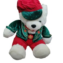 Dan Dee Christmas Snowflake Teddy 12" Bear 2001 Green Jacket Boy Stuffed Animal - $23.36