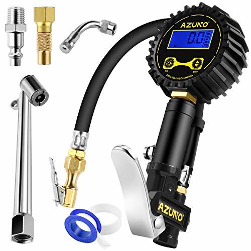 AZUNO Digital Tire Inflator with Pressure Gauge, 200 PSI 0.1 Res w/LED ...