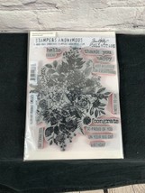 Tim Holtz GLORIOUS BOUQUET Cling Mounted Red Rubber Stamps w/gridblock  ... - $23.00