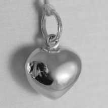 18K WHITE GOLD ROUNDED MINI HEART CHARM PENDANT FINELY HAMMERED MADE IN ITALY image 3